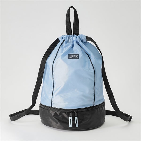 ムジボンサック 女の子 プールバッグ 水泳用 W26cm×H41cm×D16cm(サックス)