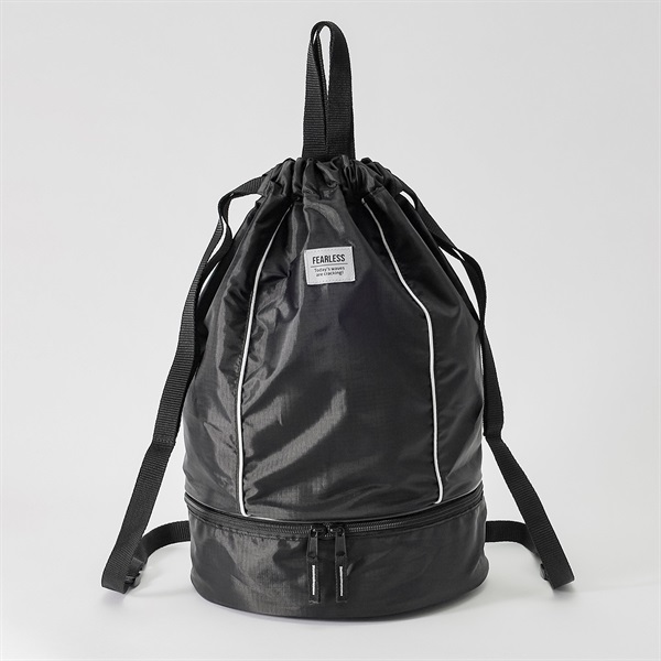 ムジボンサック 男の子 プールバッグ 水泳用 W26cm×H41cm×D16cm(ブラック)