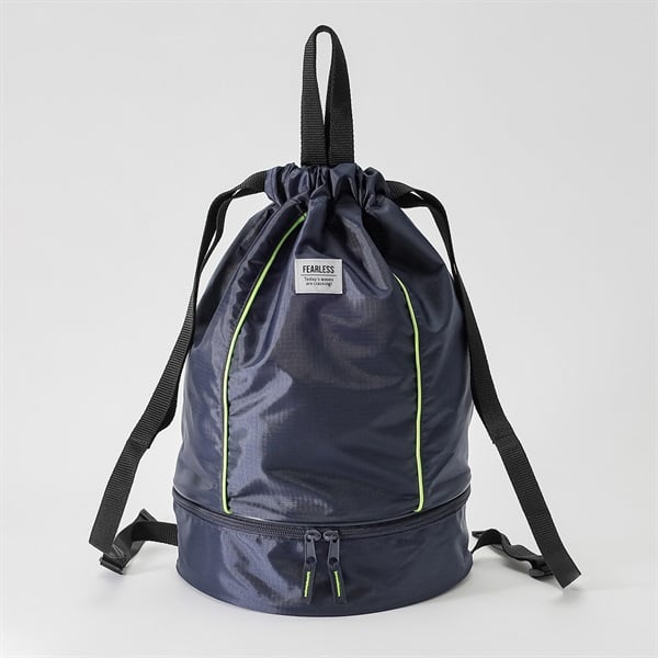 ムジボンサック 男の子 プールバッグ 水泳用 W26cm×H41cm×D16cm(ネイビー)