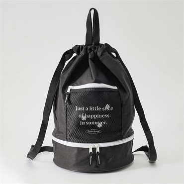 ファスナーボンサック 女の子 プールバッグ 水泳用 W26cm×H41cm×D16cm(ブラック)