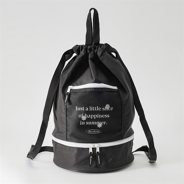 ファスナーボンサック 女の子 プールバッグ 水泳用 W26cm×H41cm×D16cm(ブラック)