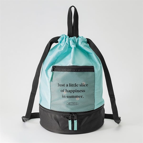 ファスナーボンサック 女の子 プールバッグ 水泳用 W26cm×H41cm×D16cm(ライトグリーン)
