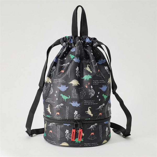 トドラーボンサック 男の子 プールバッグ 水泳用 W23cm×H38cm×D13cm(ブラック)