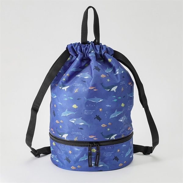 トドラーボンサック 男の子 プールバッグ 水泳用 W23cm×H38cm×D13cm(ブルー)