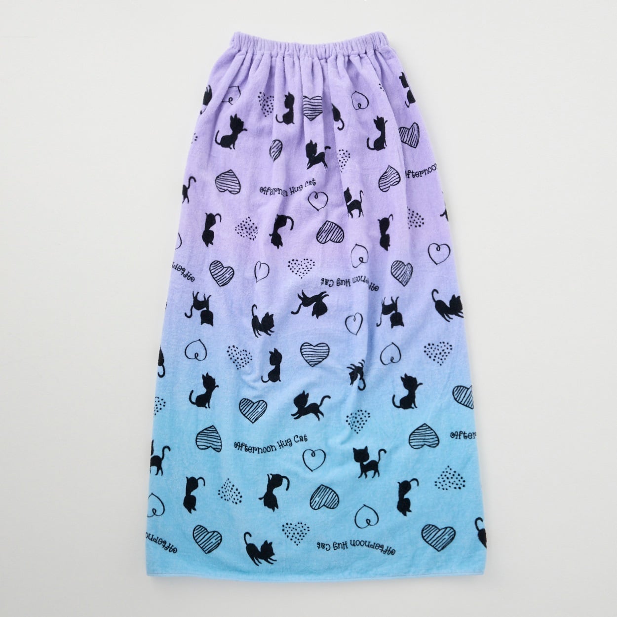 ねこ☆/すのチルBIG服セット×5【小花柄】黒・青・紫・黄・緑 ネコ柄ラップタオル100cm 女の子 キッズ | イオンスタイルオンライン