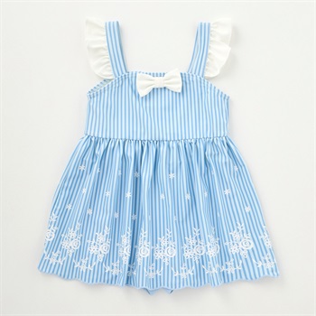 デイジー柄スイムワンピース 小学生 水着 女の子 キッズ 100cm-120cm(サックス-100cm)