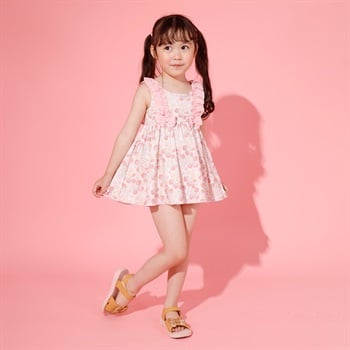 ゆめかわ日和イチゴ柄フリル水着 女の子 キッズ 100cm-130cm(ピンク-100cm)