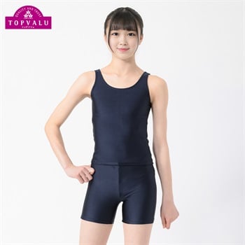 スクール水着 タンクトップセパレーツ(めくれ防止) 女の子 トップバリュ キッズ 110cm-170cm(ネイビー-110cm)