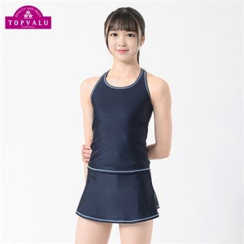 スクール水着 スカート付セパレーツ(めくれ防止) 女の子 トップバリュ キッズ 120cm-170cm(ネイビー-120cm)