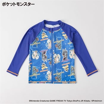 ポケットモンスター ラッシュガード 男の子 紫外線対策 キッズ 110cm-130cm(ブルー-110cm)