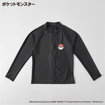 ポケットモンスター スクールラッシュガード 男の子 紫外線対策 キッズ 130cm-150cm(ブラックA-130cm)