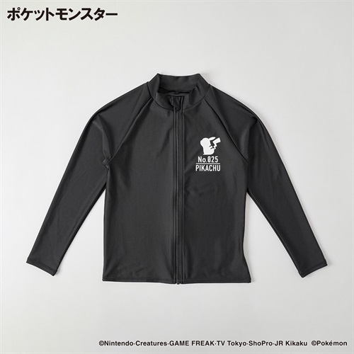 ポケットモンスター スクールラッシュガード 男の子 紫外線対策 キッズ 130cm-150cm(ブラックB-130cm)