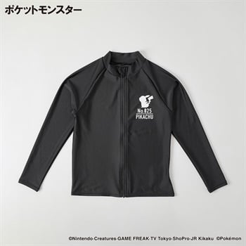 ポケットモンスター スクールラッシュガード 男の子 紫外線対策 キッズ 130cm-150cm(ブラックB-130cm)