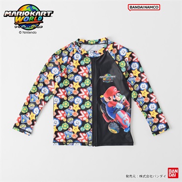 マリオカート ワールド ラッシュガード 紫外線対策 キッズ 110cm-130cm(ブラック-110cm)