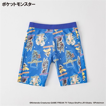 ポケットモンスター 海水パンツ 小学生 水着 男の子 キッズ 110cm-130cm(ブルー-110cm)