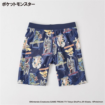 ポケットモンスター 海水パンツ 小学生 水着 男の子 キッズ 110cm-130cm(ネイビー-110cm)