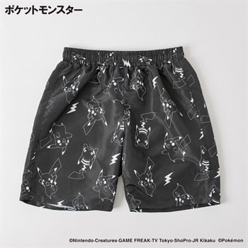 ポケットモンスター スクールサーフパンツ 小学生 水着 男の子 キッズ 130cm-150cm(ブラックA-130cm)