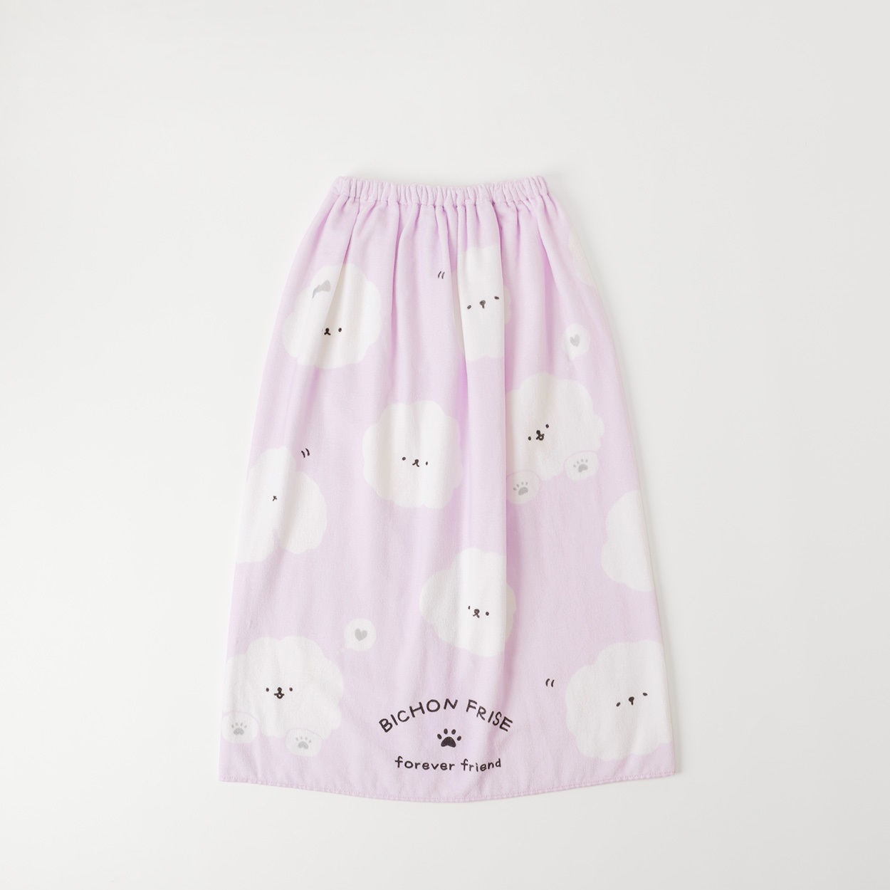 ビションフリーゼ ラップタオル80cm 女の子 巻きタオル キッズ(パープル-80cm)
