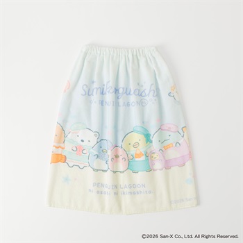 すみっコぐらし ラップタオル60cm 女の子 巻きタオル キッズ(ブルー-60cm)
