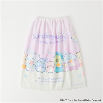 すみっコぐらし ラップタオル60cm 女の子 巻きタオル キッズ(パープル-60cm)