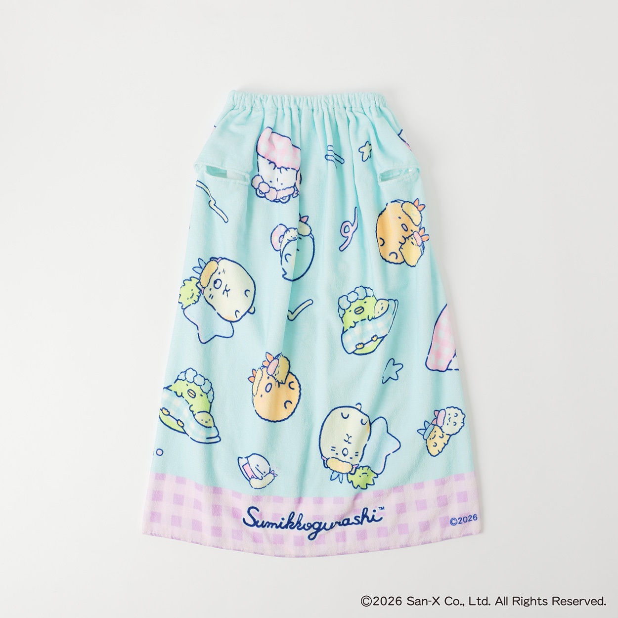 すみっコぐらし 袖出タオル 80cm 女の子 巻きタオル キッズ(ミント-80cm)