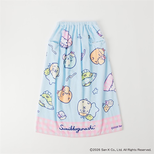すみっコぐらし 袖出タオル 80cm 女の子 巻きタオル キッズ(ブルー-80cm)