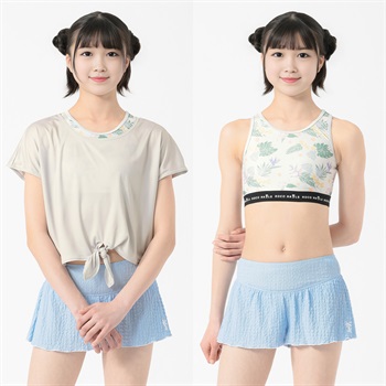 ROCO NAILS(ロコネイル) ブラトップＴ付３点セット水着 小学生 中学生 水着 女の子 キッズ 130cm-160cm(グレー-130cm)