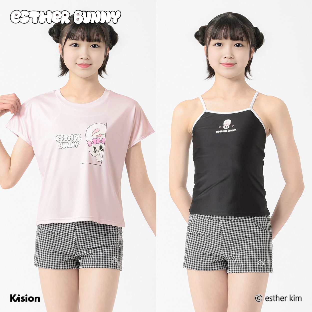 エスターバニー タンキニＴ付３点セット水着 小学生 中学生 水着 女の子 キッズ 140cm-160cm(ピンク-150cm)