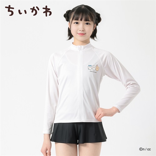アニメちいかわ 長袖無地ラッシュガード 女の子 キッズ 140cm-160cm
