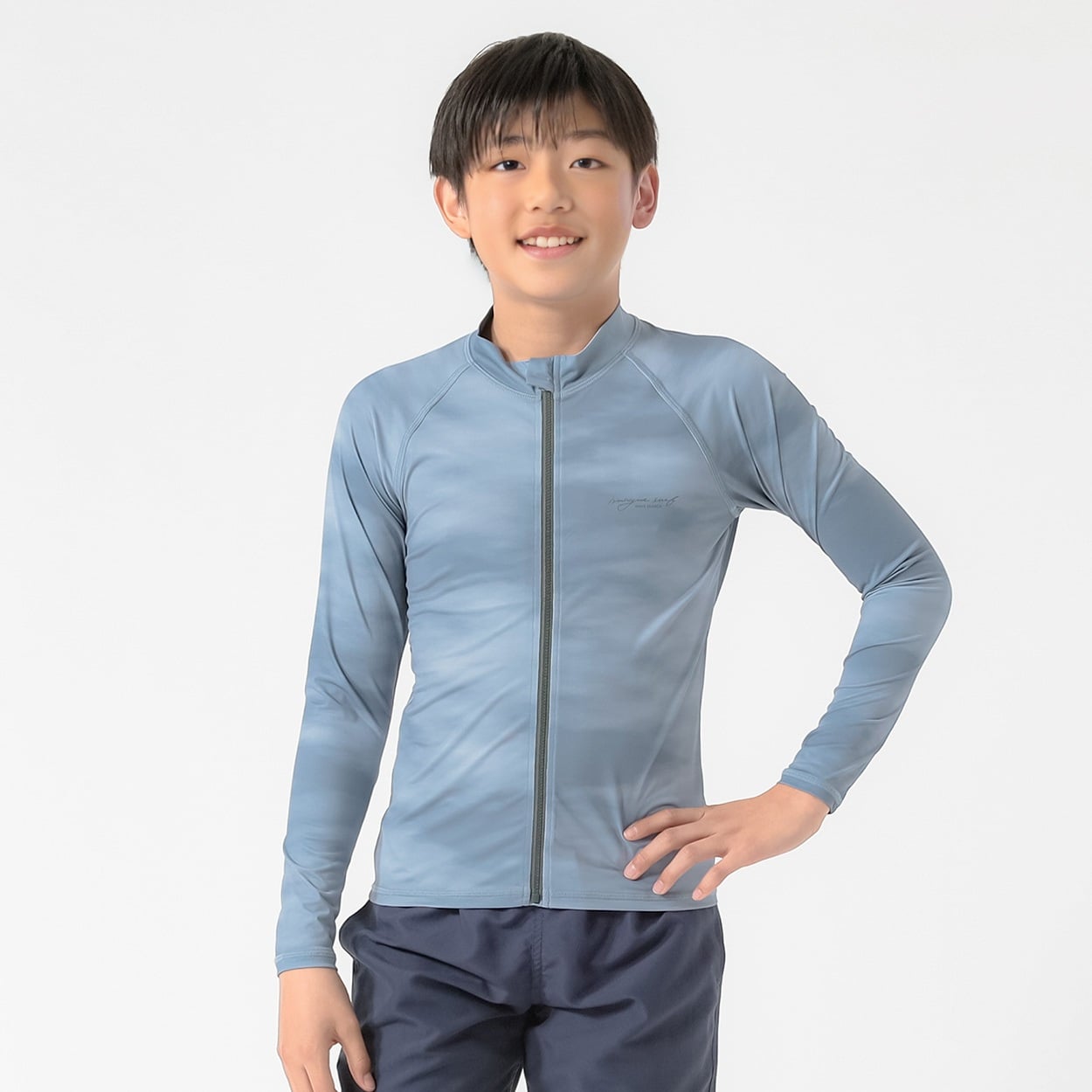 IMAGINE 接触冷感ラッシュガード 紫外線対策 キッズ 140cm-160cm(ライトグレー-140cm)