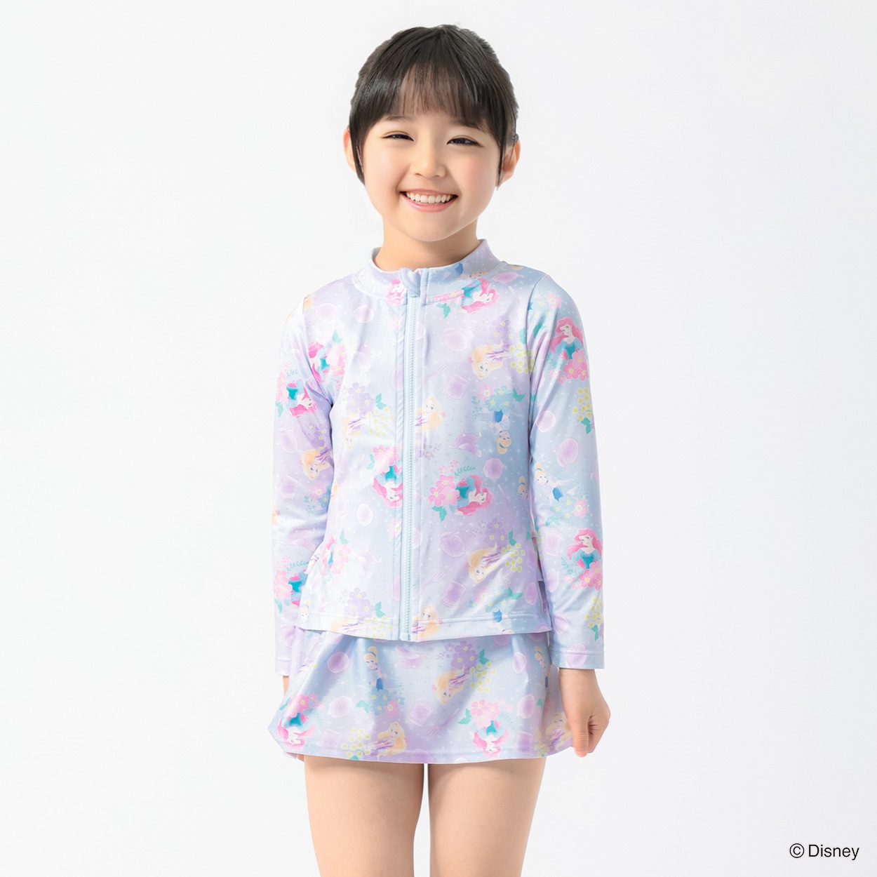 水着 Disney プリンセス/アナと雪の女王 ラッシュガード 女の子 紫外線対策 キッズ 110cm-130cm(ミント-110cm)
