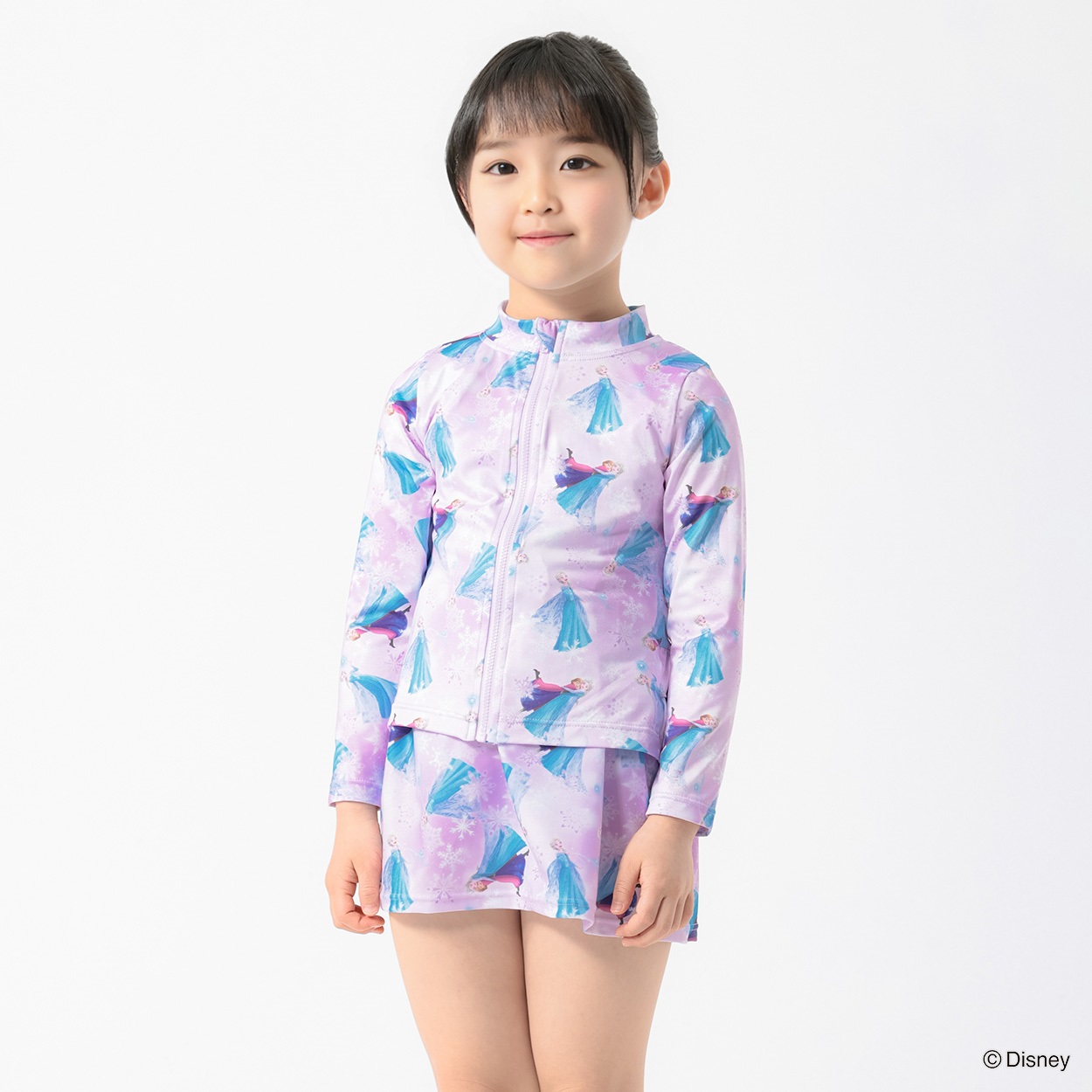 水着 Disney プリンセス/アナと雪の女王 ラッシュガード 女の子 紫外線対策 キッズ 110cm-130cm(ラベンダー-120cm)