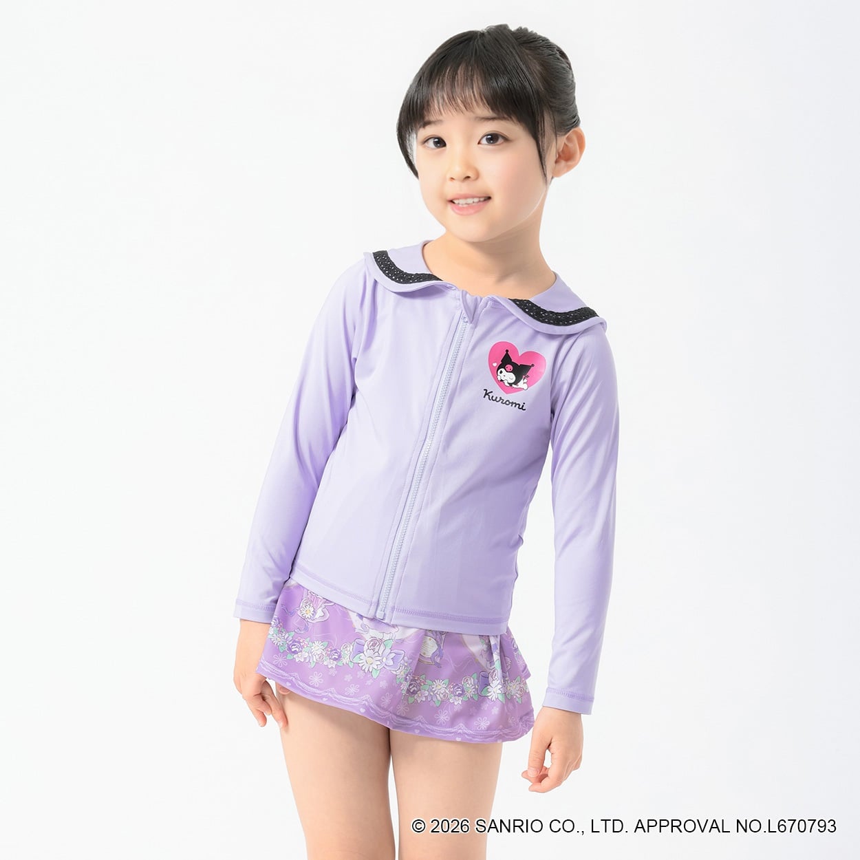 sugarsugar Sanrio characters シナモロール/クロミ ラッシュガード 女の子 キッズ 110cm-130cm(クロミ-110cm)