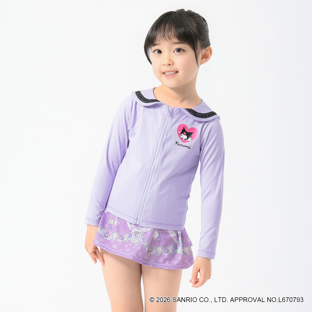 sugarsugar Sanrio characters シナモロール/クロミ ラッシュガード 女の子 キッズ 110cm-130cm(クロミ-130cm)