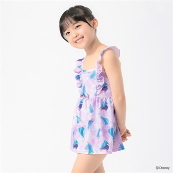 水着 Disney アナと雪の女王/アリエル ワンピース水着 小学生 水着 女の子 キッズ 110cm-130cm(ラベンダー-110cm)
