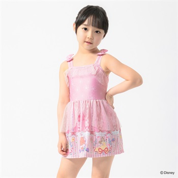 水着 Disney エルサ/ラプンツェル ドレス水着 小学生 水着 女の子 キッズ 100cm-120cm(ピンク-100cm)