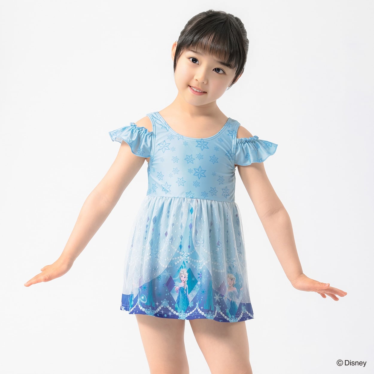 水着 Disney エルサ/ラプンツェル ドレス水着 小学生 水着 女の子 キッズ 100cm-120cm(サックス-110cm)