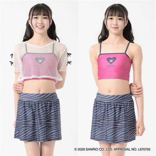 sugarsugar Sanrio characters クロミ/シナモロール 3点セット水着 小学生 中学生 水着 女の子 キッズ 130cm-160cm(クロミ-130cm)