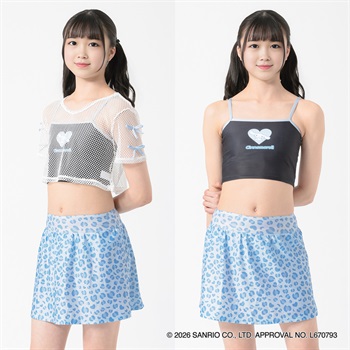 sugarsugar Sanrio characters クロミ/シナモロール 3点セット水着 小学生 中学生 水着 女の子 キッズ 130cm-160cm(シナモロール-130cm)