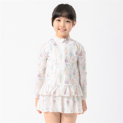 アイス柄ラッシュガード 女の子 キッズ 110cm-130cm