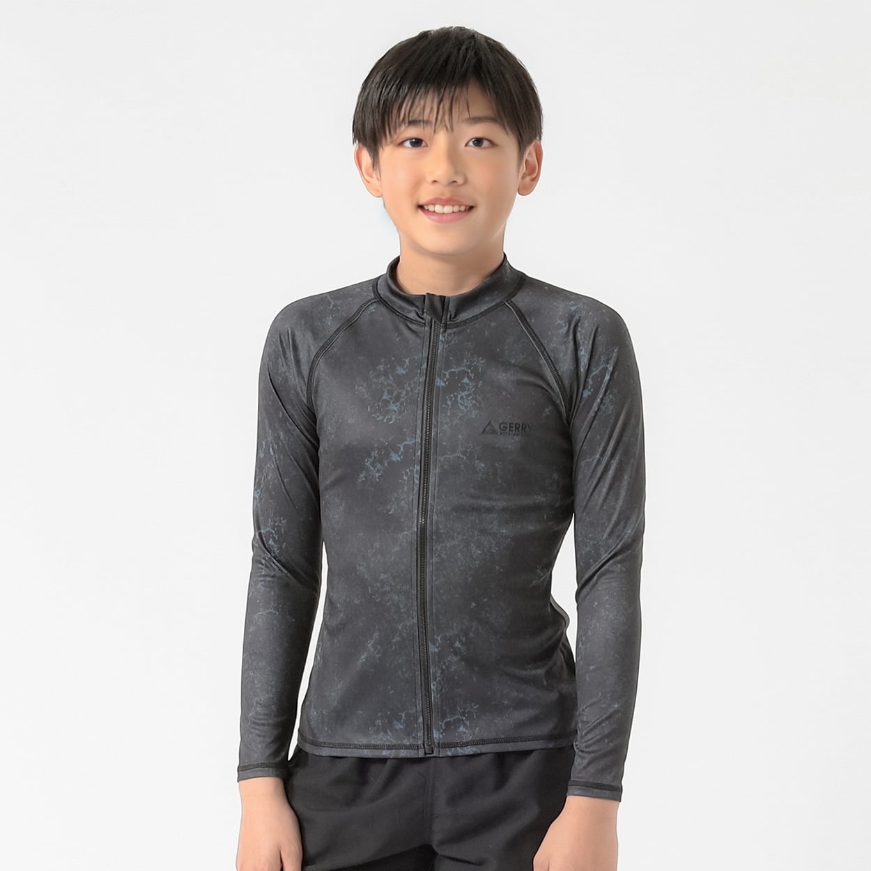 水着 GERRY(ジェリー) ストーン柄ラッシュガード 男の子 紫外線対策 キッズ 140cm-160cm(ブラック-160cm)