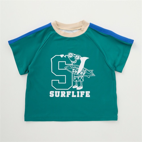 肩ライン水遊びTシャツ 男の子 キッズ 110cm-130cm(グリーン-110cm)