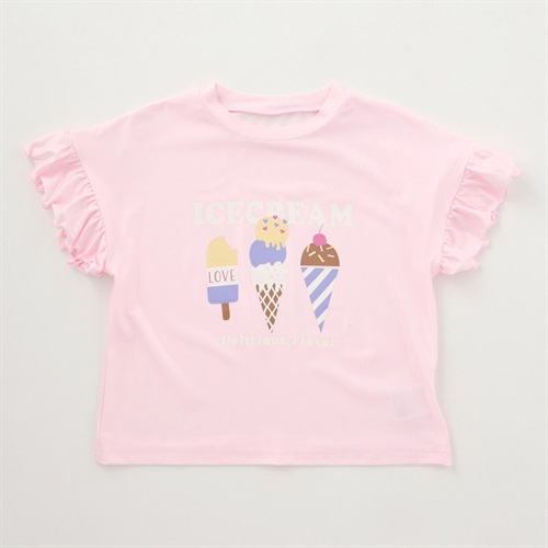 アイスクリーム水遊びTシャツ 女の子 キッズ 110cm-130cm(ピンク-110cm)