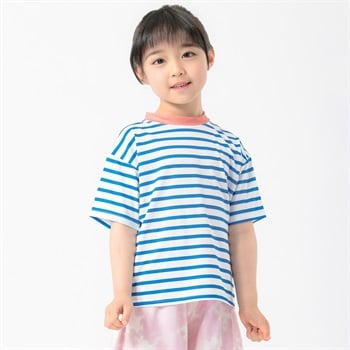 MARIARJUE ボーダーラッシュTシャツ 女の子 キッズ 110cm-130cm(ネイビー-110cm)