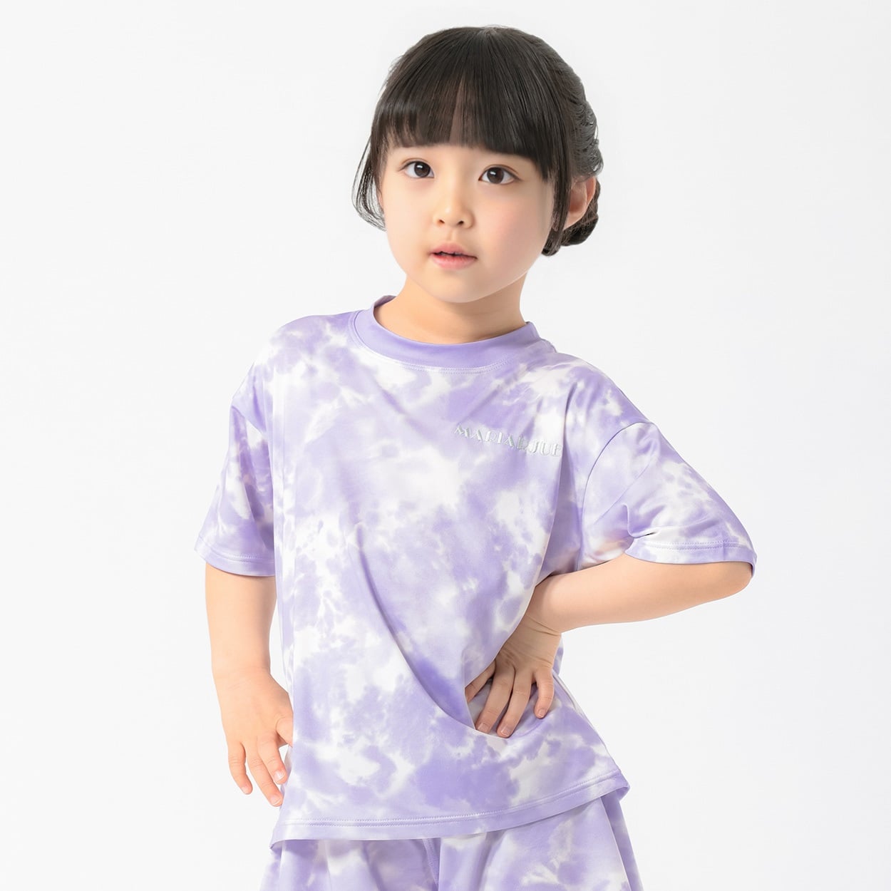 MARIARJUE タイダイ風ラッシュTシャツ 女の子 キッズ 110cm-130cm(ラベンダー-110cm)