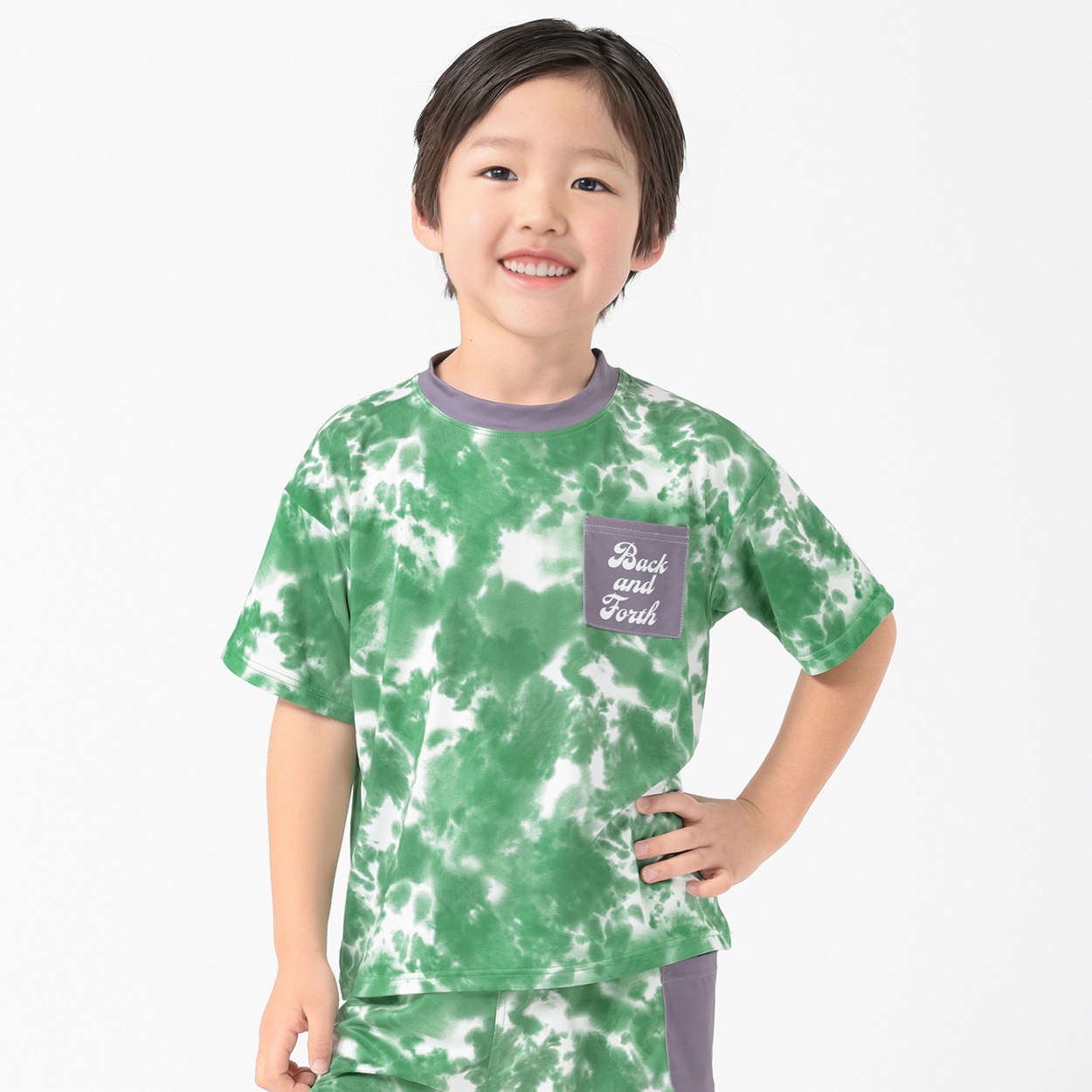 Back and Forth タイダイ風ラッシュTシャツ 男の子 キッズ 110cm-130cm(グリーン-110cm)