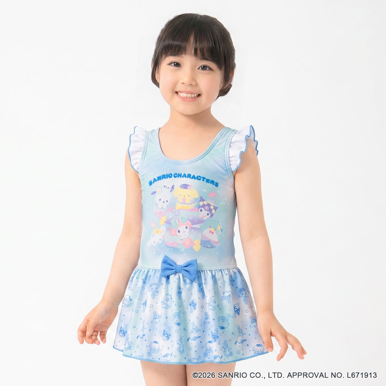 サンリオキャラクターズ ワンピース水着 キッズ 女の子 100cm-130cm(サックス-120cm)