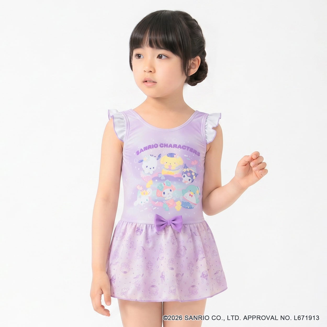 サンリオキャラクターズ ワンピース水着 キッズ 女の子 100cm-130cm(パープル-120cm)
