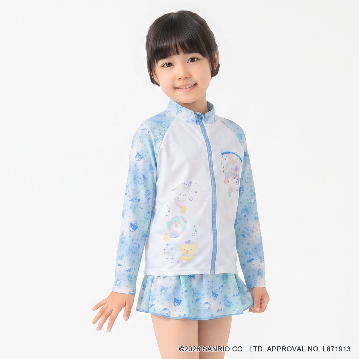 サンリオキャラクターズ ラッシュガード 紫外線対策 キッズ 女の子 100cm-130cm(サックス-110cm)
