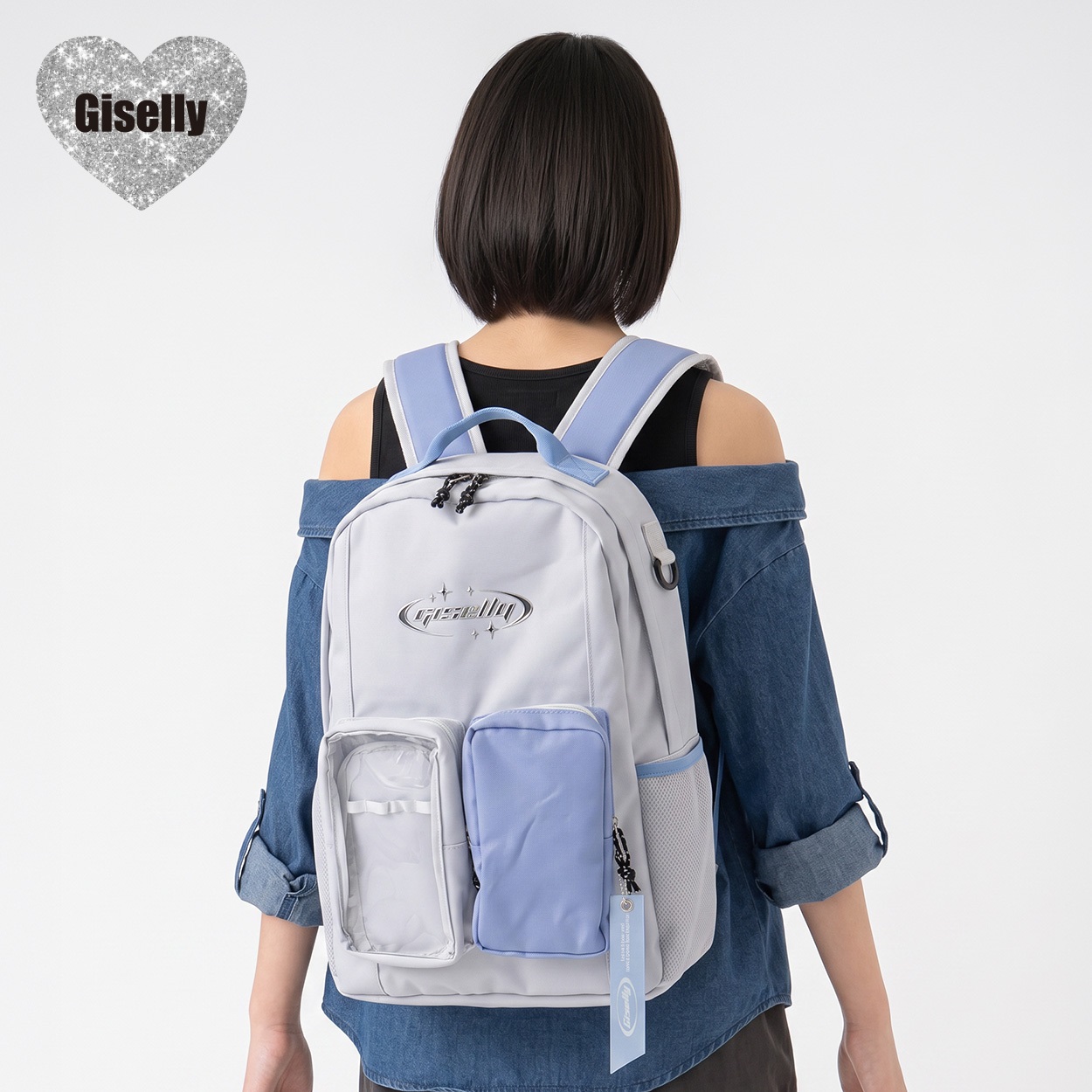 Giselly(ジゼリー) 3Dメタルプリントデイバッグ キッズ 女の子(グレー-ONE SIZE)